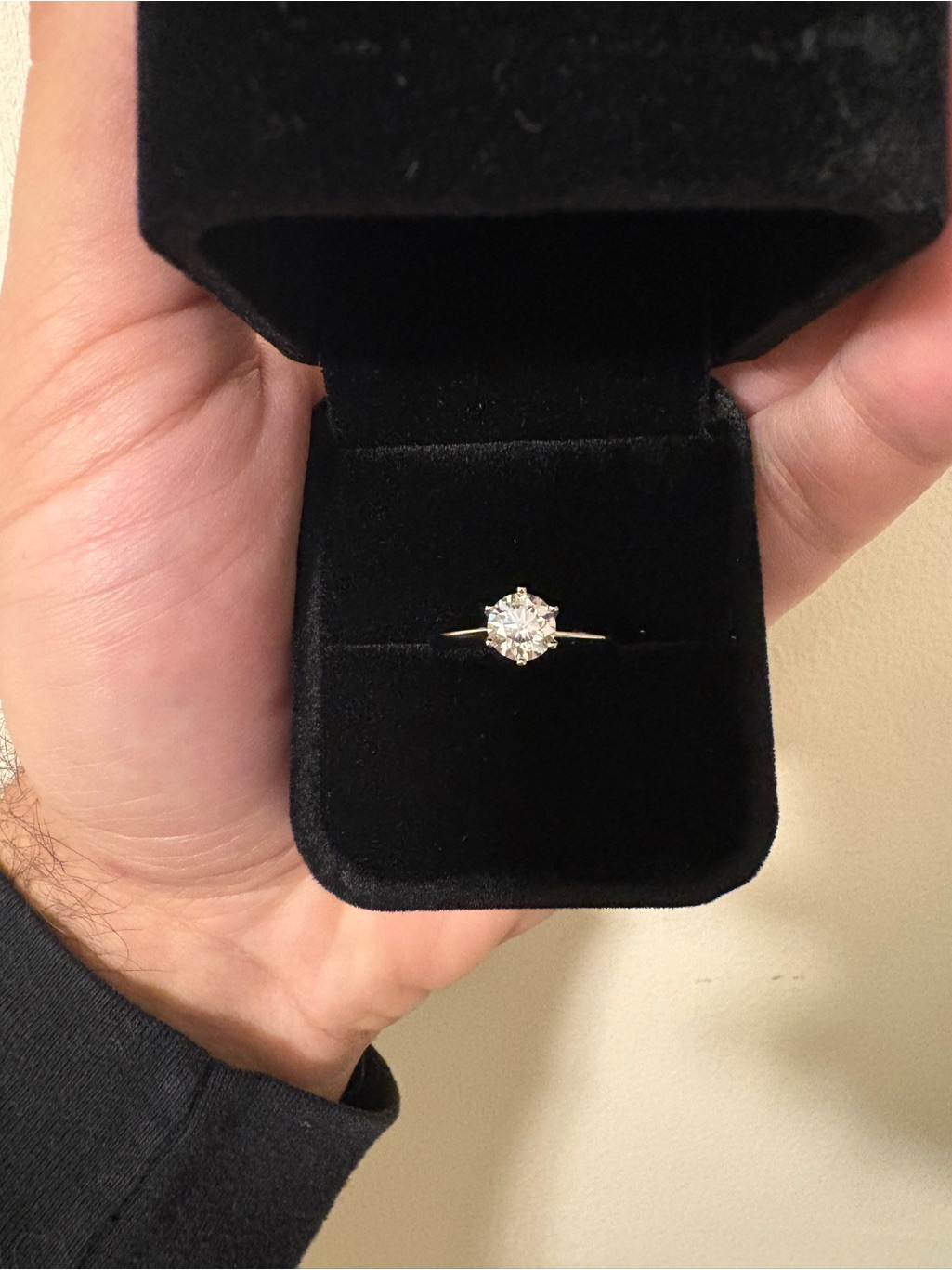 Mossanite 1 Ct Stud Adjustable Engagement Ring 65 Mm
